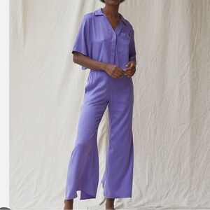 Lunya purple washable silk pajama set
